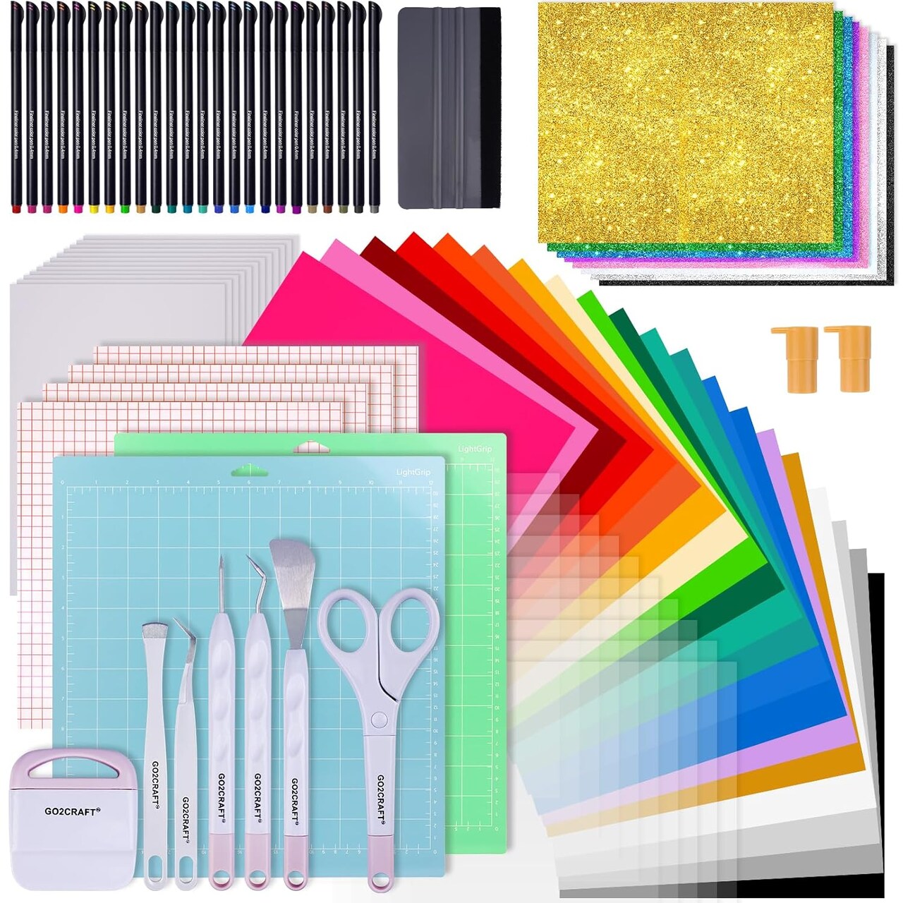 90-Piece Crafting Accessories Bundle for Cricut Maker & Explore Air – Vinyl Sheets, Weeding Tools, Transfer Tape & DIY Starter Kit